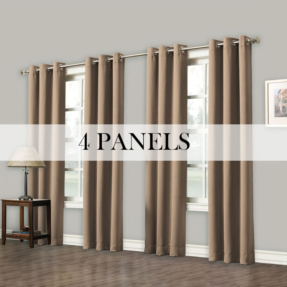 Blackout Curtains Grommet Top Room Darkening Window Drapes 4 Panels Set Living Room Bedroom