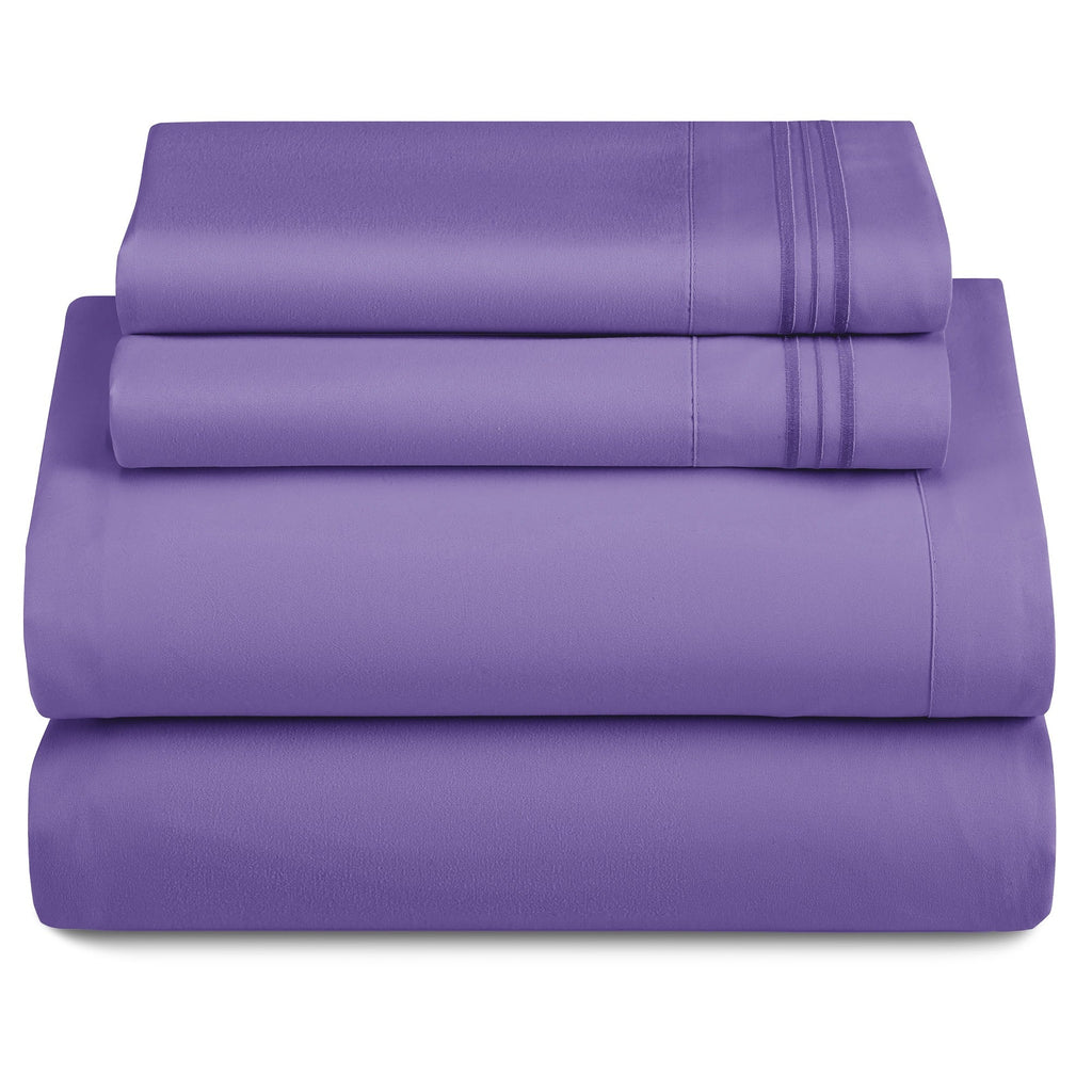Bed Sheets Set 4-Piece Microfiber 1800 Series Deep Pocket Fitted Sheet Flat Sheet Pillowcases Soft Breathable Wrinkle Fade Resistant Twin Full Queen King Cal King 20 Colors