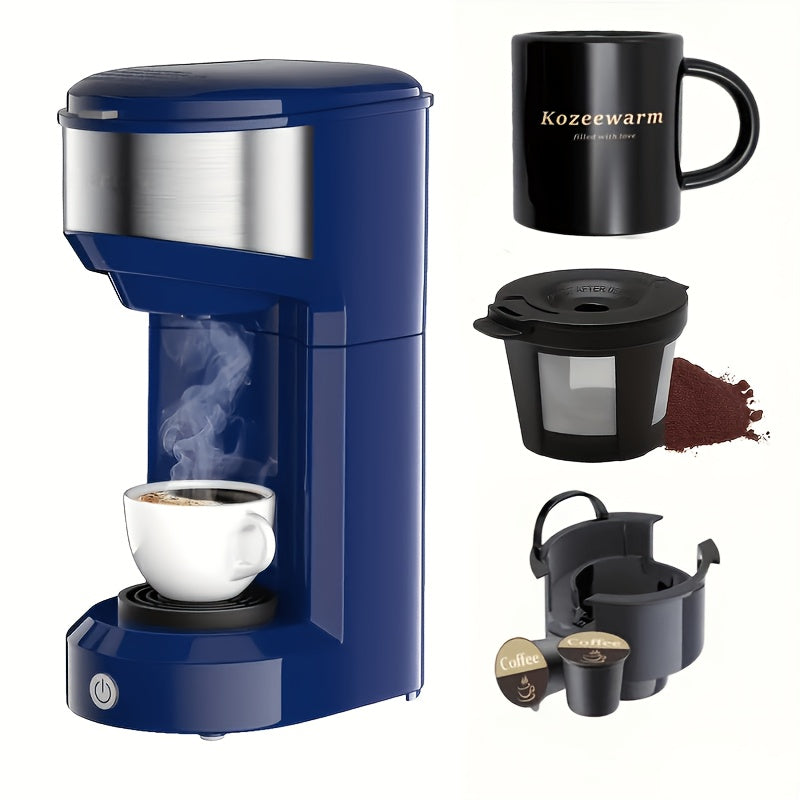 3-in-1 Coffee Machine Single Serve Brewer for K-Cup Pods Ground Coffee and Tea Compact with Reservoir for Kitchen Office Home Dark Blue Black Blue Red Green