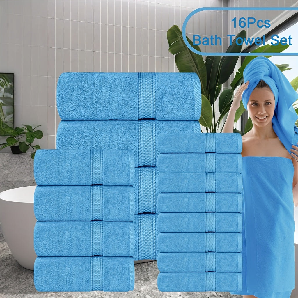 Luxury Soft Towel Set 8 or 16 Piece - Thickened Quick Dry Skin Friendly High Absorbency Bath Towels Hand Towels Washcloths | 13+ Colors | Home Hotel Travel Fitness Spa Gift Set