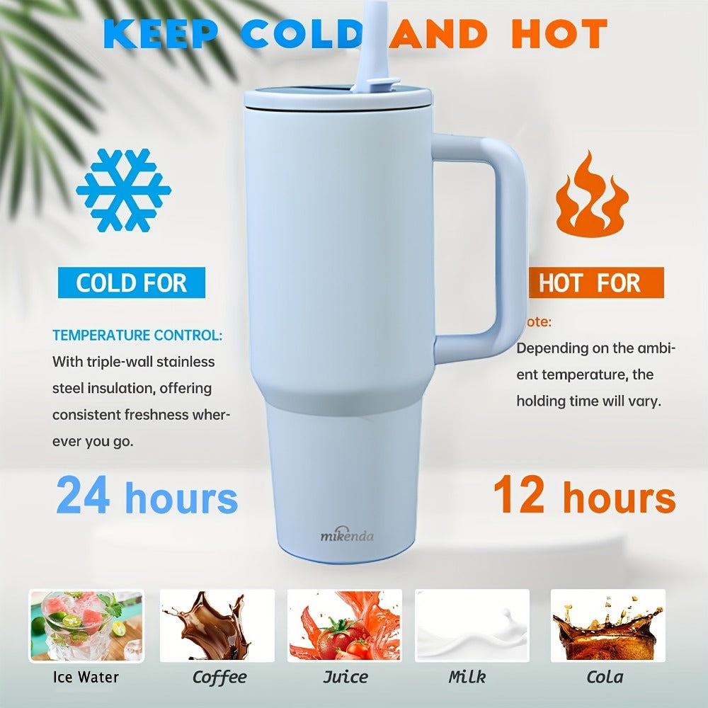 Stainless Steel Insulated Tumbler 40oz with Lid and Foldable Straw - Double Wall Vacuum Keeps Hot 12H Cold 24H, Travel Coffee Cup for Home Office Car and Outdoor, Available in 6 Colors, Great Gift for Men and Women