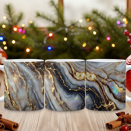 Agate Golden Vein Coffee Mug 11 Oz ¨C Luxury Marble Pattern Ceramic Cup for Home & Office ¨C Elegant Gift for Birthday, Mother's Day & Christmas ¨C Black, White & Pink