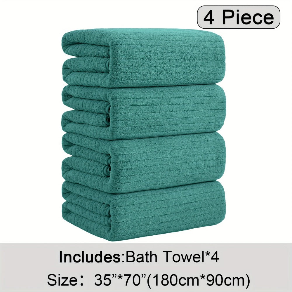 Bath Towels Set 4 Pack 35x70 Inch Oversized Extra Large - Microfiber Super Absorbent Quick Dry XL Bath Sheet Soft Bathroom Towels | 13 Colors | Family Hotel Spa Shower Towel Set Coastal Style