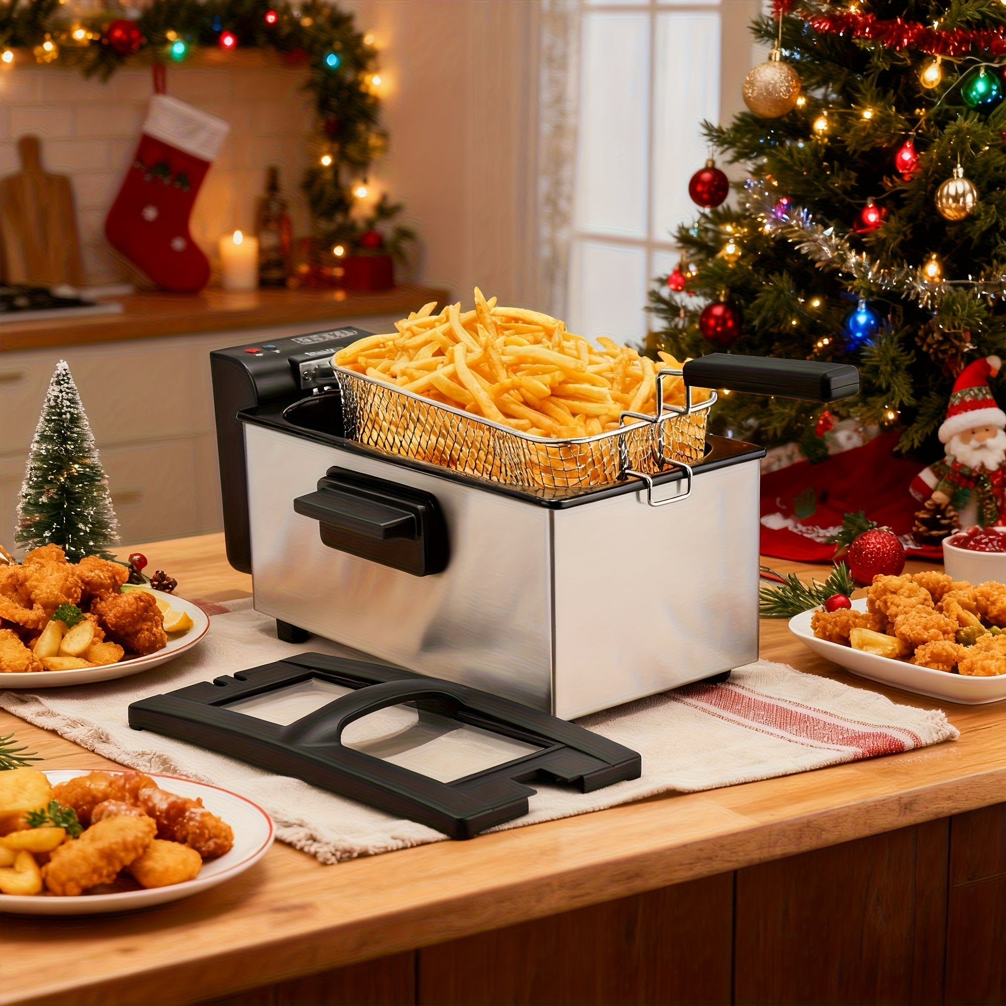 Deep Fryer 1500W Electric ¨C Non-Stick Stainless Steel Frying Pot with Adjustable Temperature Control & Frying Basket, 1.5L / 2.5L / 3L / 5L / 6L Capacity for Home Kitchen