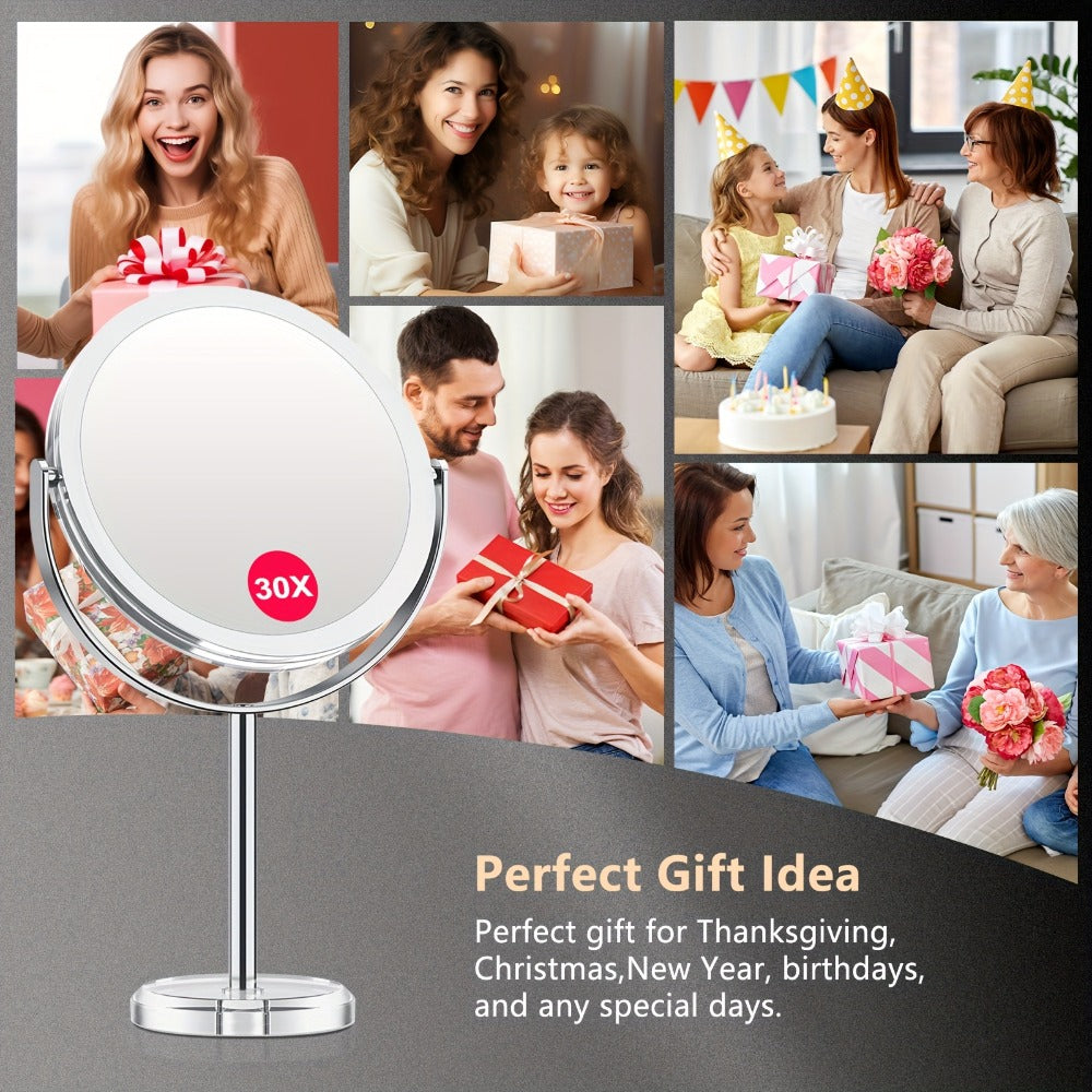 1X/30X Magnifying Makeup Mirror with Stand ¨C Double Sided 360¡ã Rotation Vanity Mirror for Travel & Home