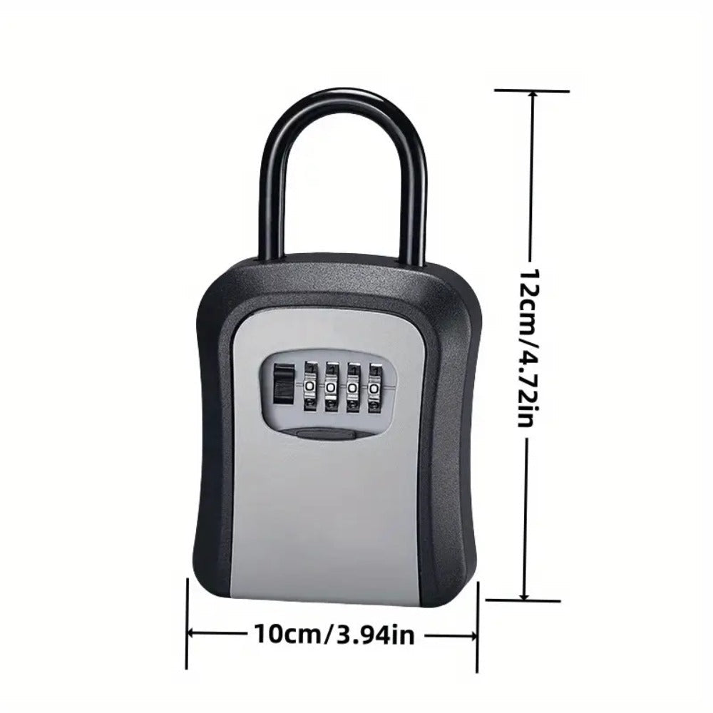 Wall-Mounted Key Lock Box with Resettable Password - Waterproof Outdoor Key Safe Box, Security Lock Box for Home Garage Garden Office Store, Heavy Duty Metal Construction, Black