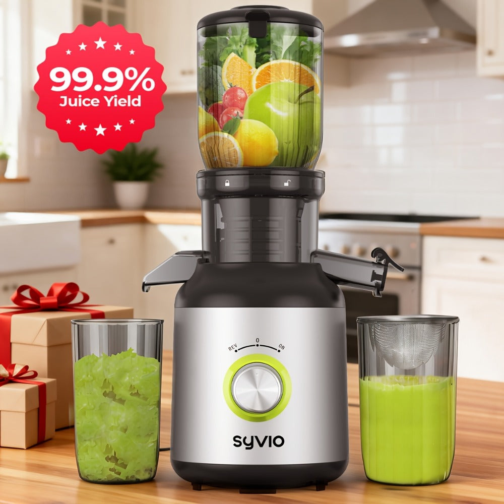 Centrifugal Juicer with 4.3-Inch Wide Feed Chute - 3-Speed Electric Juicer Machine for Whole Fruits & Vegetables, High Juice Yield, 3 Interchangeable Strainers, Easy to Clean, BPA-Free