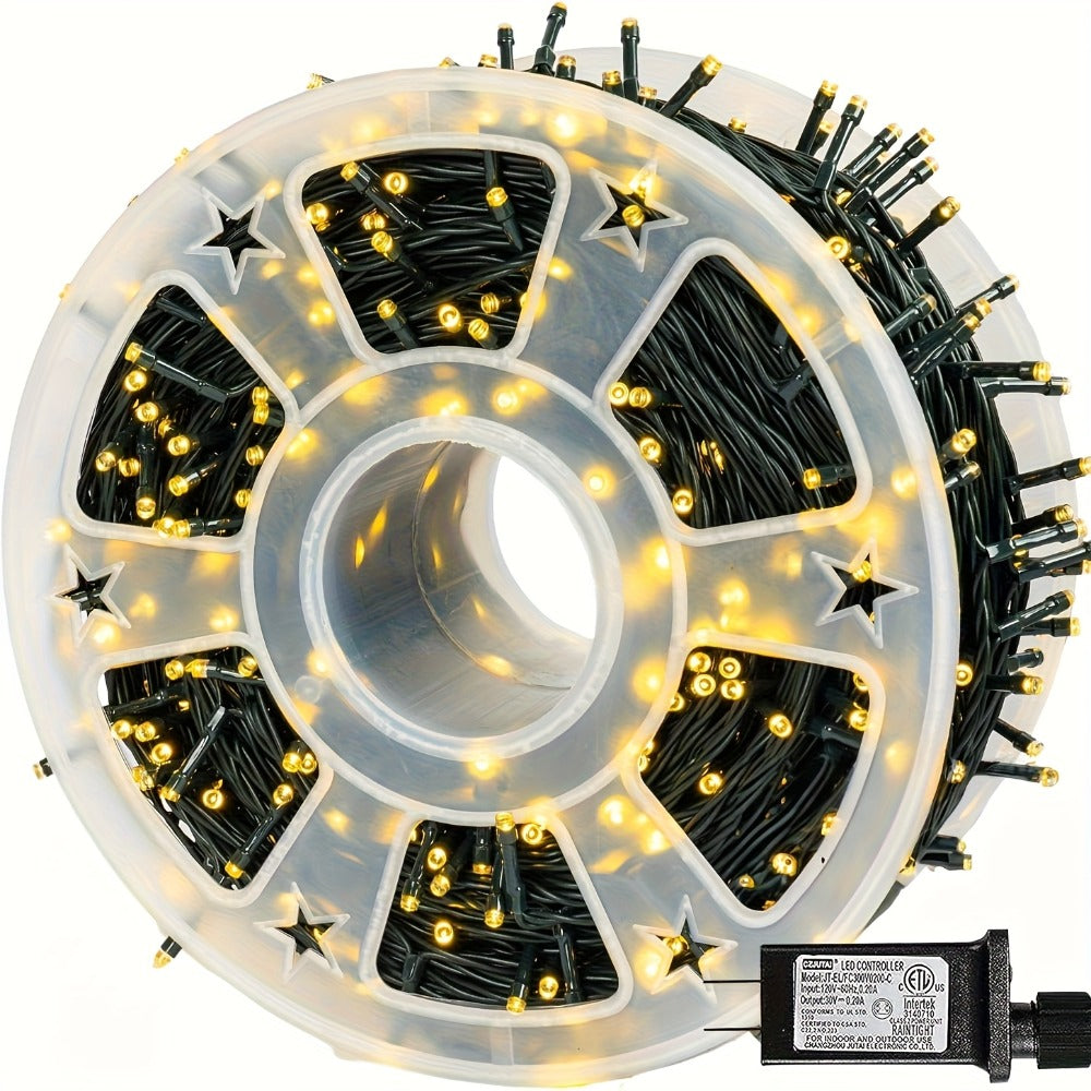 500 LED Christmas String Lights 170 Feet ¨C 8 Lighting Modes with Memory Plug, Transparent Wire Outdoor Lights for Christmas Tree, Party, Balcony & Holiday Decoration ¨C Warm White & Multicolor