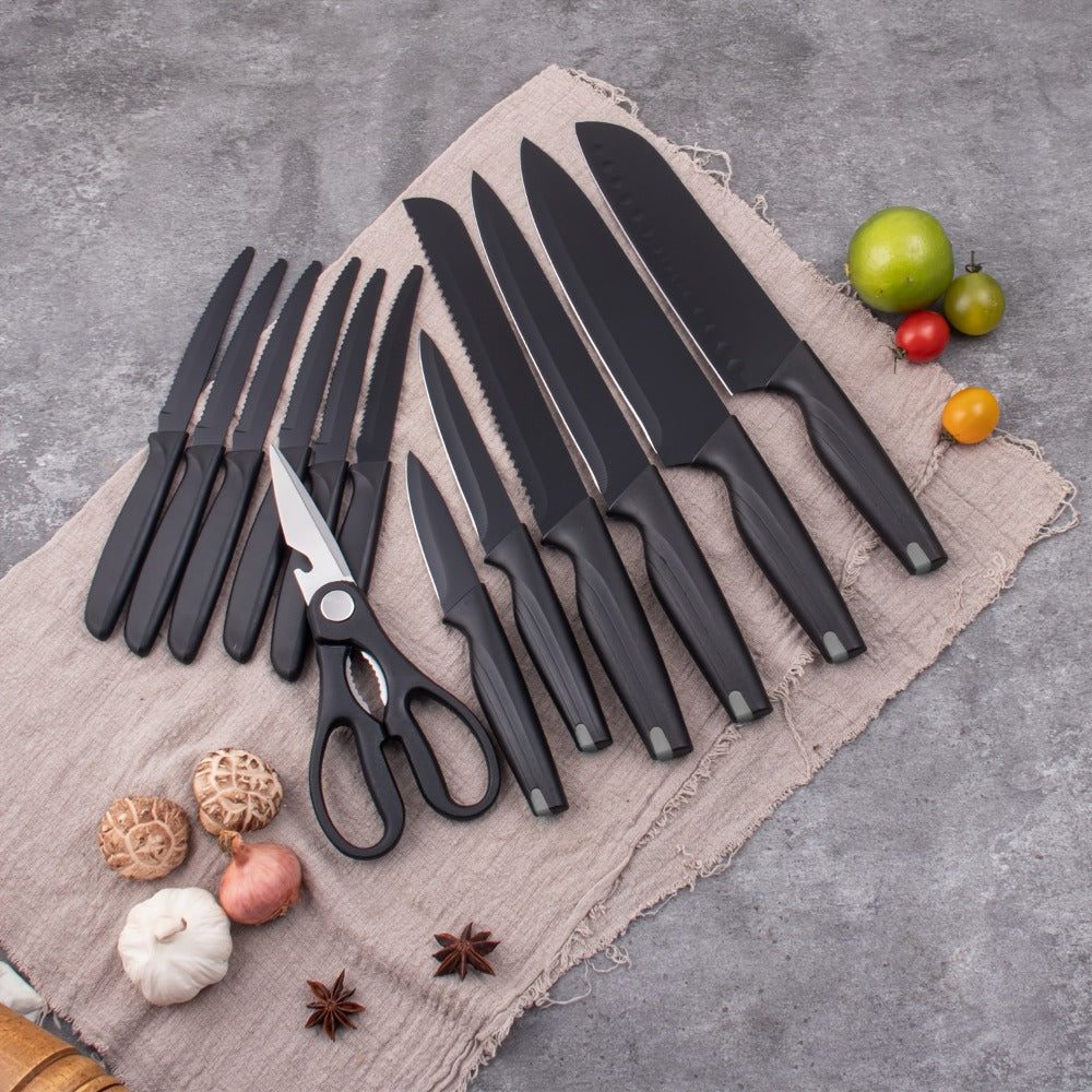 Kitchen Knife Set 15 Piece with Block & Scissors ¨C Professional Chef Knives High Carbon Stainless Steel, Ultra-Sharp Blade, Ergonomic Handle, Home & Restaurant Use, Ideal Holiday Gift