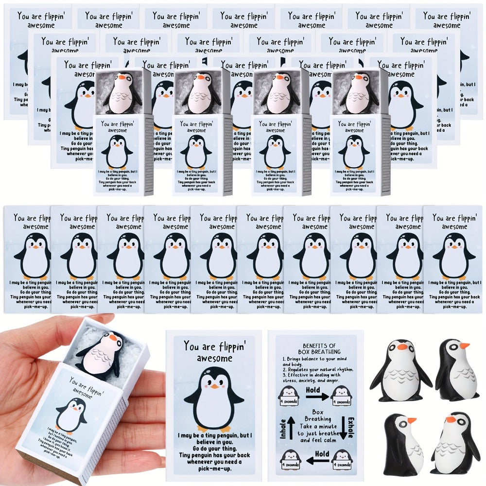 Emotional Support Penguin Resin Cards 36 Sets ¨C Positive Affirmation Appreciation Gifts for Teachers Volunteers Employees Coworkers, Mental Health Uplifting Messages, Graduation Desk Decor Gift