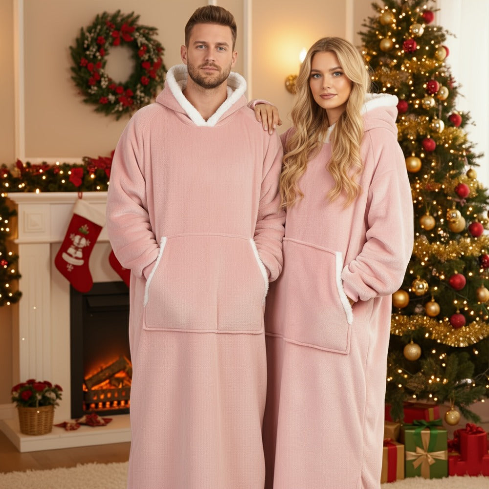 Wearable Blanket Hoodie - Oversized Extra-Long Ultra-Soft Acrylic Hooded Blanket for Adults, Warm Cozy TV Watching Winter Gift for Christmas Valentine's Day