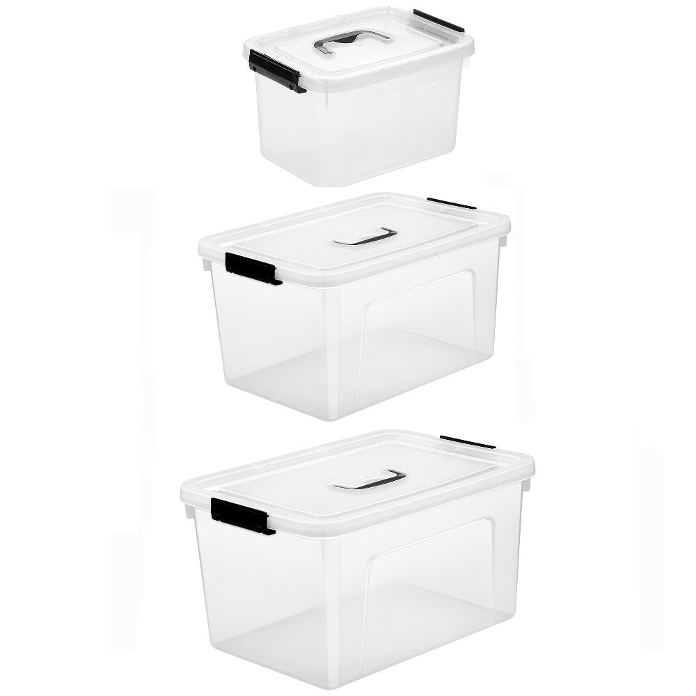 6-Pack Clear Storage Bins with Lids & Latch Handle, Stackable Plastic Containers 6-Liter