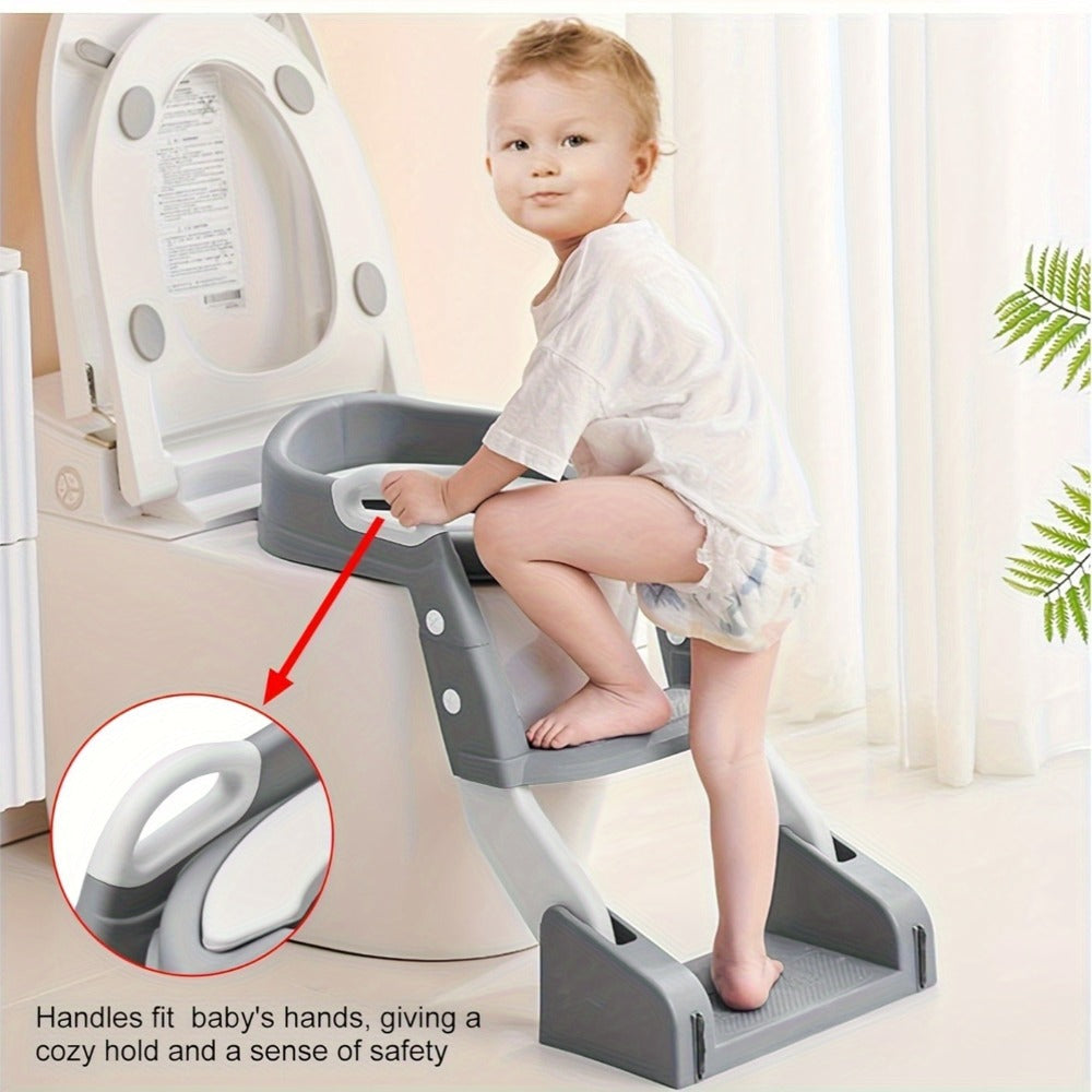 Potty Training Seat with Step Ladder 2-in-1 Toddler Toilet Seat & Stool - Foldable Kids Potty Chair with Splash Guard, Anti-Slip Pads & Handles for Boys Girls