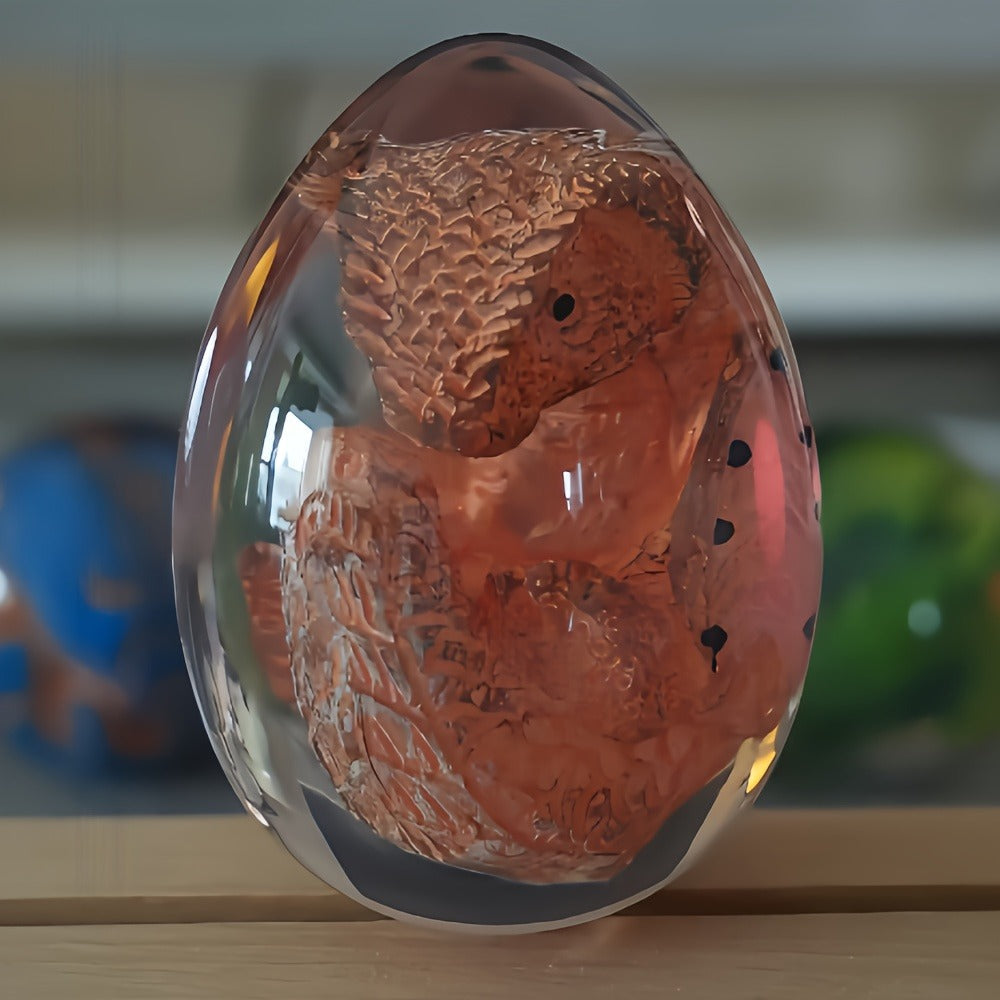 Dragon Egg Statue Crystal Transparent Resin Dinosaur Egg Figurine Handcrafted Collectible for Fantasy Lovers Home Decor Shelf Display Birthday Gift