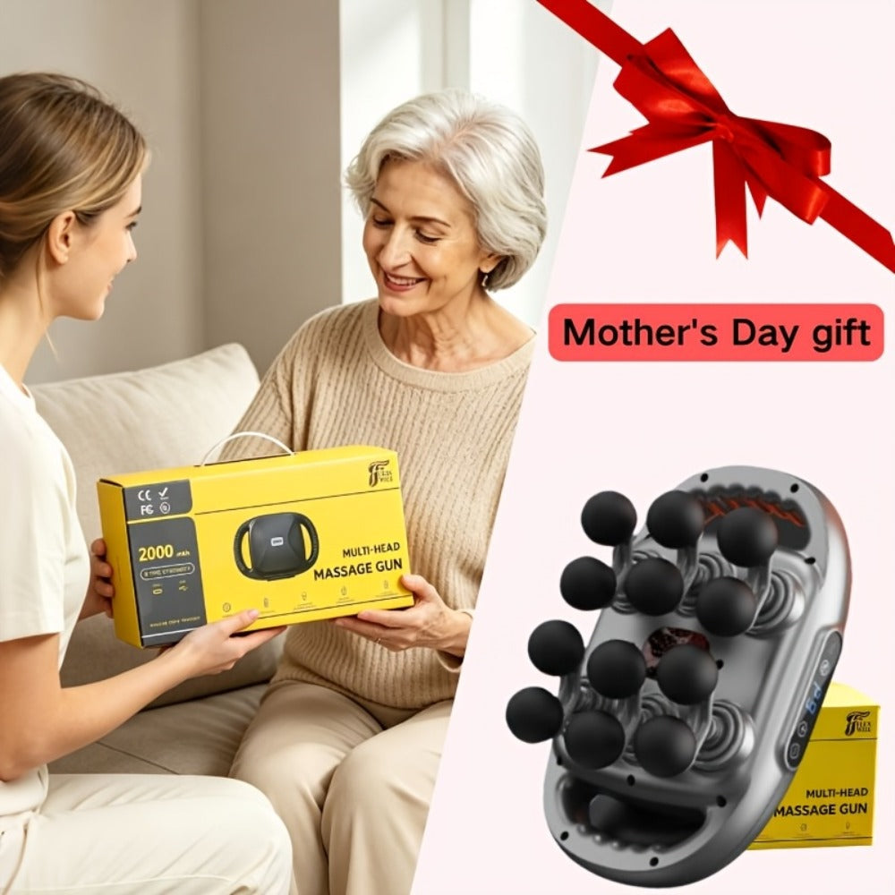 Massage Gun 12 Heads Deep Tissue Percussion Muscle Massager Set for Back Neck Shoulders Legs Foot Pain Relief Quiet Handheld Electric Body Massager