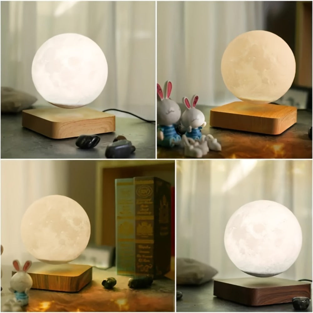 Levitating Moon Lamp Magnetic Floating Spinning Luna Night Light 3 Color Modes LED Moon Light for Home Office Desk Decor Bedroom Cool Tech Gadget Gift Idea