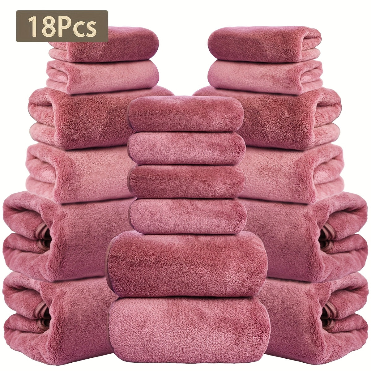 Coral Velvet Bath Towel Set 18pcs ¨C 4 Bath Towels 4 Hand Towels 10 Washcloths Hotel Quality Soft Absorbent