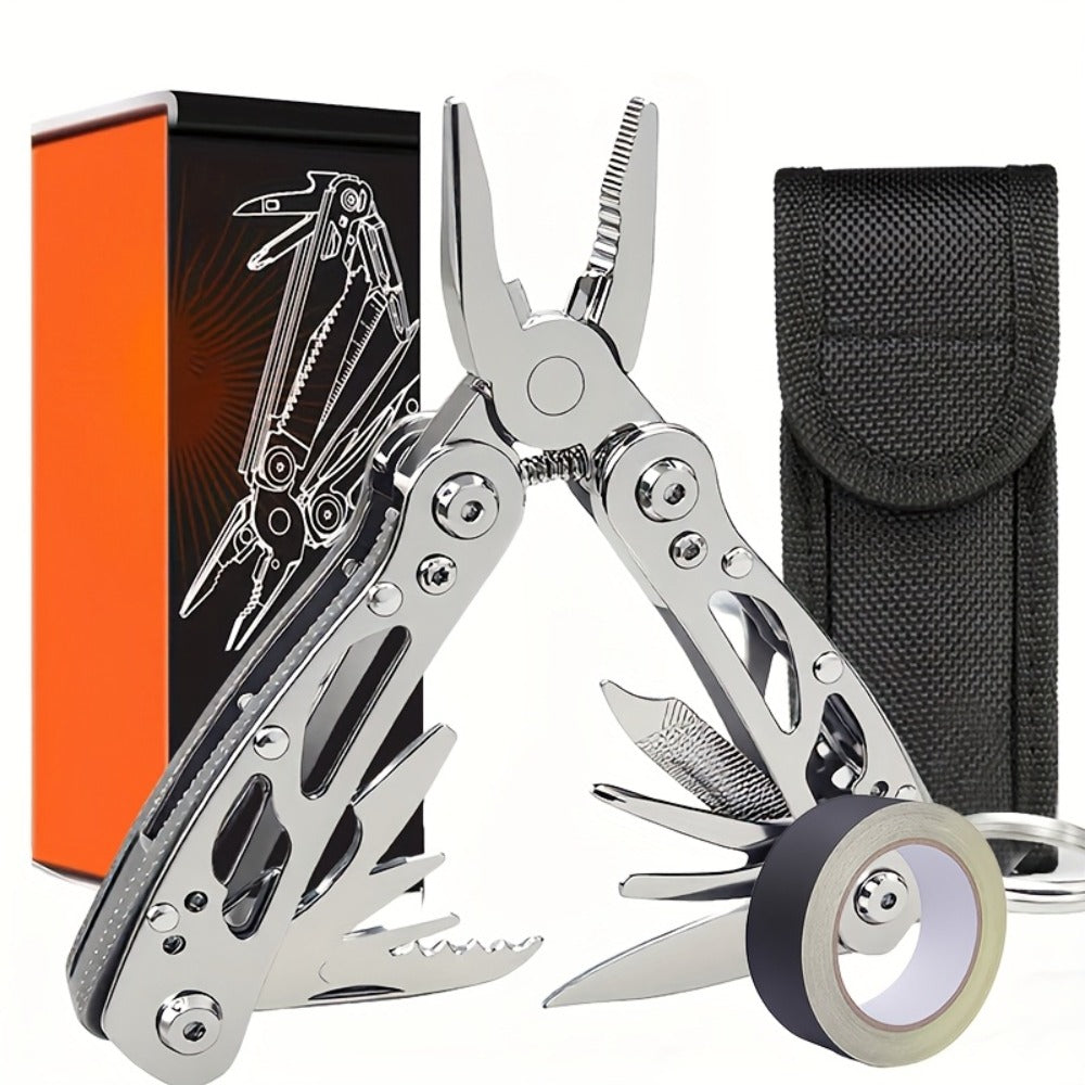 Multitool Pliers Folding Pocket, Carbon Steel Multi-Function Pliers with Wire Cutter Screwdriver & Anti-Slip Handle, Compact Multipurpose Tool for Camping, Fishing, Outdoor Survival & Home Repair
