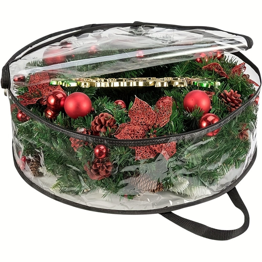 Wreath Storage Bags Heavy Duty PVC Garland Protectors with Handles ¨C 24 & 30 Inch Transparent Christmas Wreath Organizer, 2 or 4 Pack