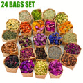 Dried Flowers Craft Set 24 Packs Natural Dried Botanicals for Resin Jewelry Making DIY Candle Soap Scrapbook Seasonal Decor Roses Lavender Jasmine Peony Forget-Me-Not Mixed Flower Kit