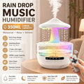 Raindrop Humidifier with LED Color-Changing Light & Wireless Music | 11.83oz Large Tank, Dual Control, Essential Oil Compatible, Cool Mist for Bedroom, Valentine's & Garden Decor | White