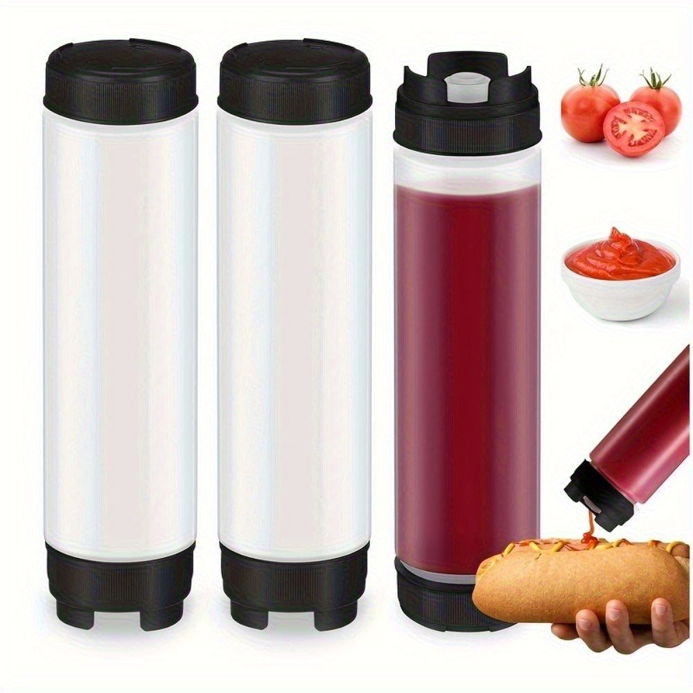 Squeeze Bottles Set of 3 Leak-Resistant Wide Opening Sauce Dispenser Transparent