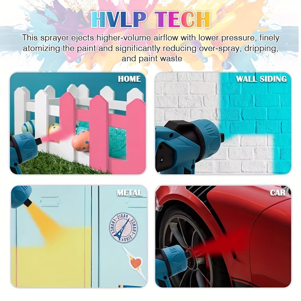 HVLP Paint Sprayer Electric Spray Gun with 3 Spray Patterns & 27oz Container ¨C Cordless Airless Sprayer for House Painting, Furniture, Cabinets, Fence, Walls, Doors, Car DIY Projects
