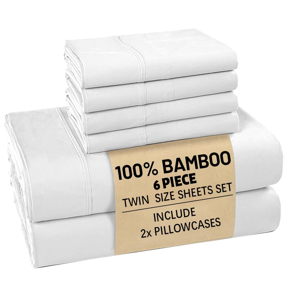Bamboo Bed Sheet Set Ultra Soft Cooling - 100% Viscose Bamboo Sheets Twin Full Queen King, Breathable Luxury Bedding for Hot Sleepers, Deep Pocket 16 Inch, Hotel Quality, 11 Colors