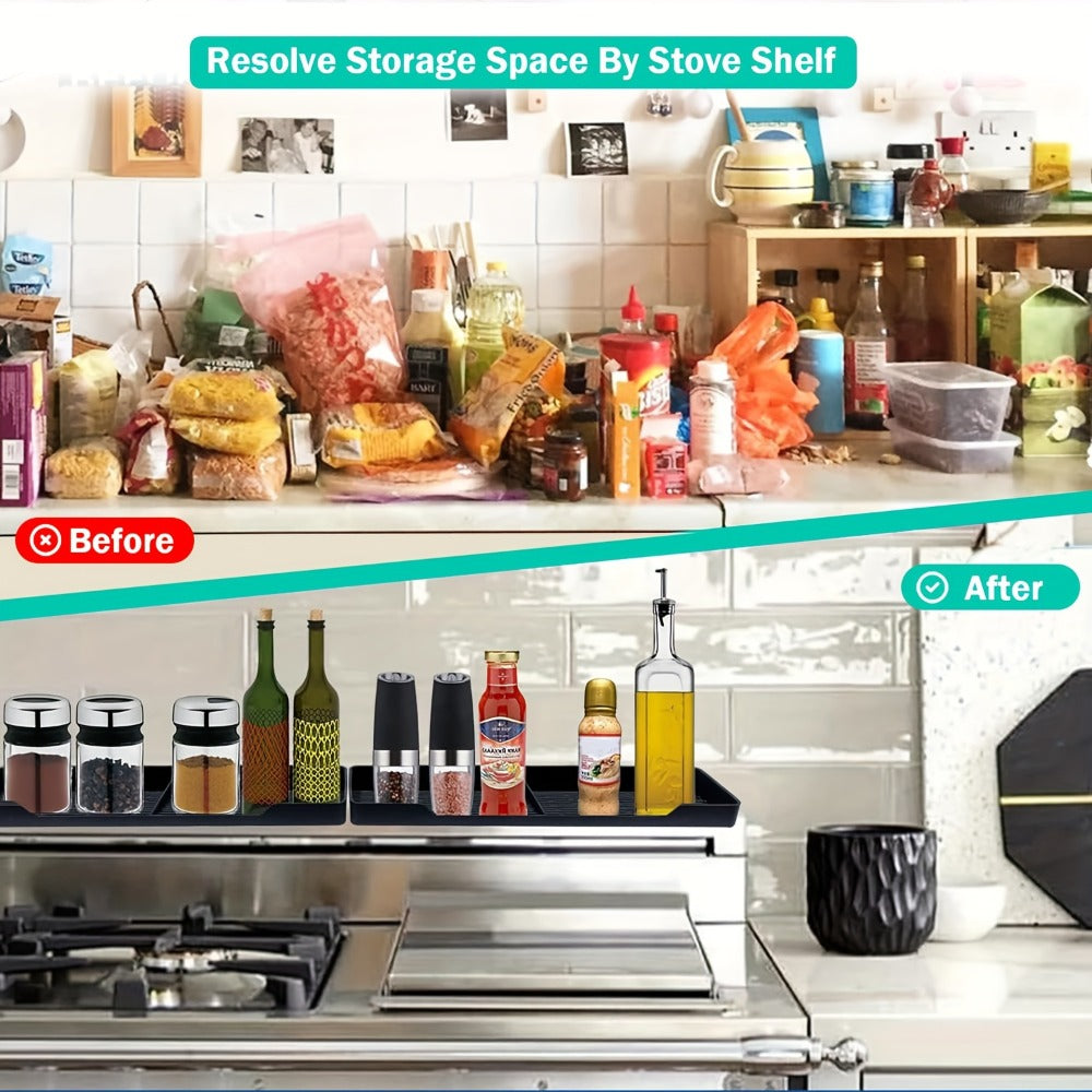 Magnetic Silicone Stove Top Shelf Organizer ¨C 30 Inch Flexible Heat Resistant Spice Rack for Over Oven Kitchen Storage