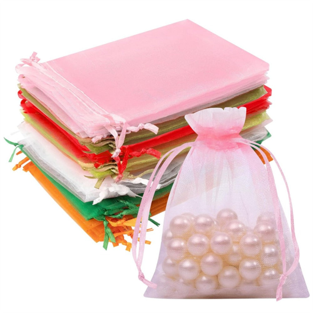Organza Gift Bags 200pcs Drawstring Mesh Party Favor Bags Jewelry Pouches Wedding Christmas Candy Bags
