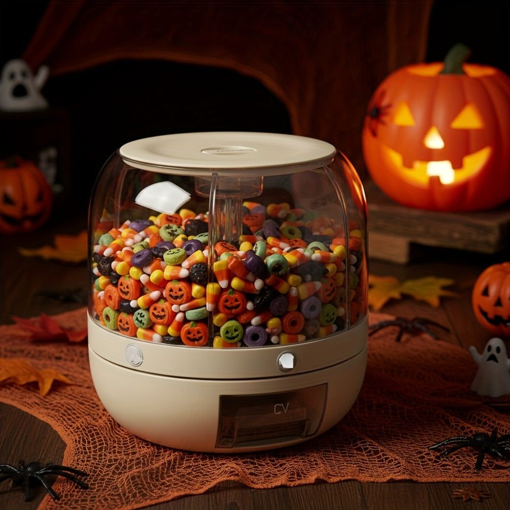 Candy Dispenser Storage Box Large Capacity, Sealed Smart Partition Container for Small Candies, Grain, Flour & Pet Food ¡ª Kids Candy Organizer for Halloween, Christmas & Holiday Gifting | White