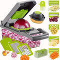 16-in-1 Vegetable Chopper Set with 8 Interchangeable Blades, Manual Food Chopper with Container, Peeler & Filter for Onion, Garlic, Carrot ¨C Kitchen Prep Tool