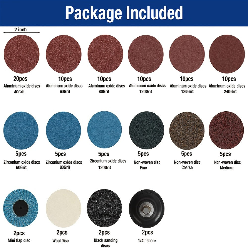 108pcs 2 Inch Sanding Discs Set with 1/4¡± Holder ¨C Roloc Quick-Change Surface Conditioning Discs for Die Grinder, Rust & Paint Removal, Polishing & Grinding