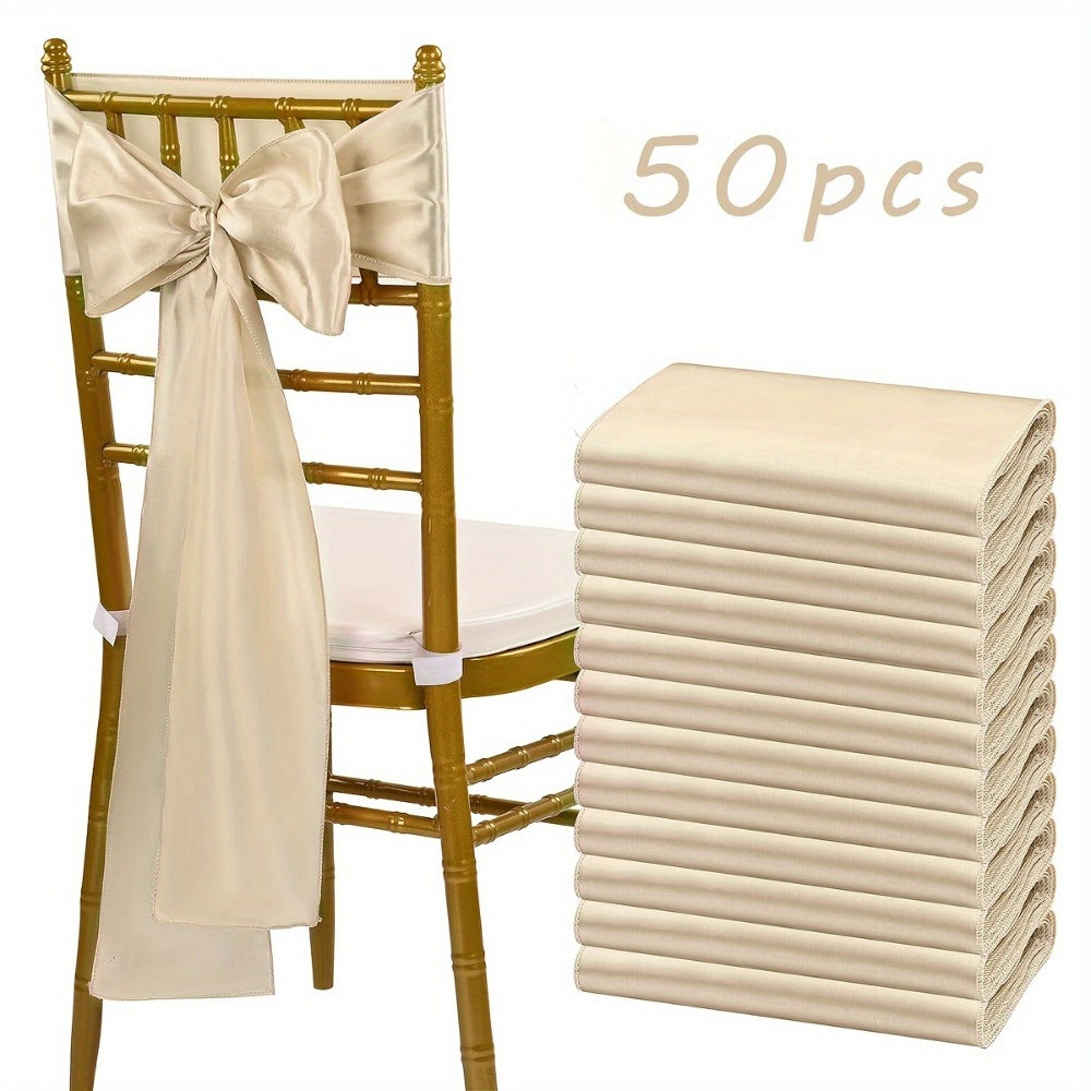 Satin Chair Sashes Bows 50pcs ¨C 7x108 Inch Chair Waist Belt Bow Ties for Wedding Reception, Banquet, Party, Hotel & Event Chair Cover Decoration