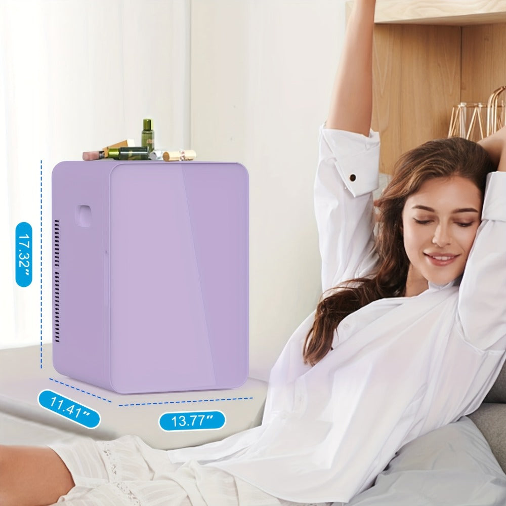 Mini Fridge with Glass Front Door 15.8QT/23.3QT - Portable Cooler and Warmer AC/DC 12V, Small Refrigerator for Bedroom, Office Desk, Car, Dorm, Skincare, Beauty & Makeup, 4 Colors