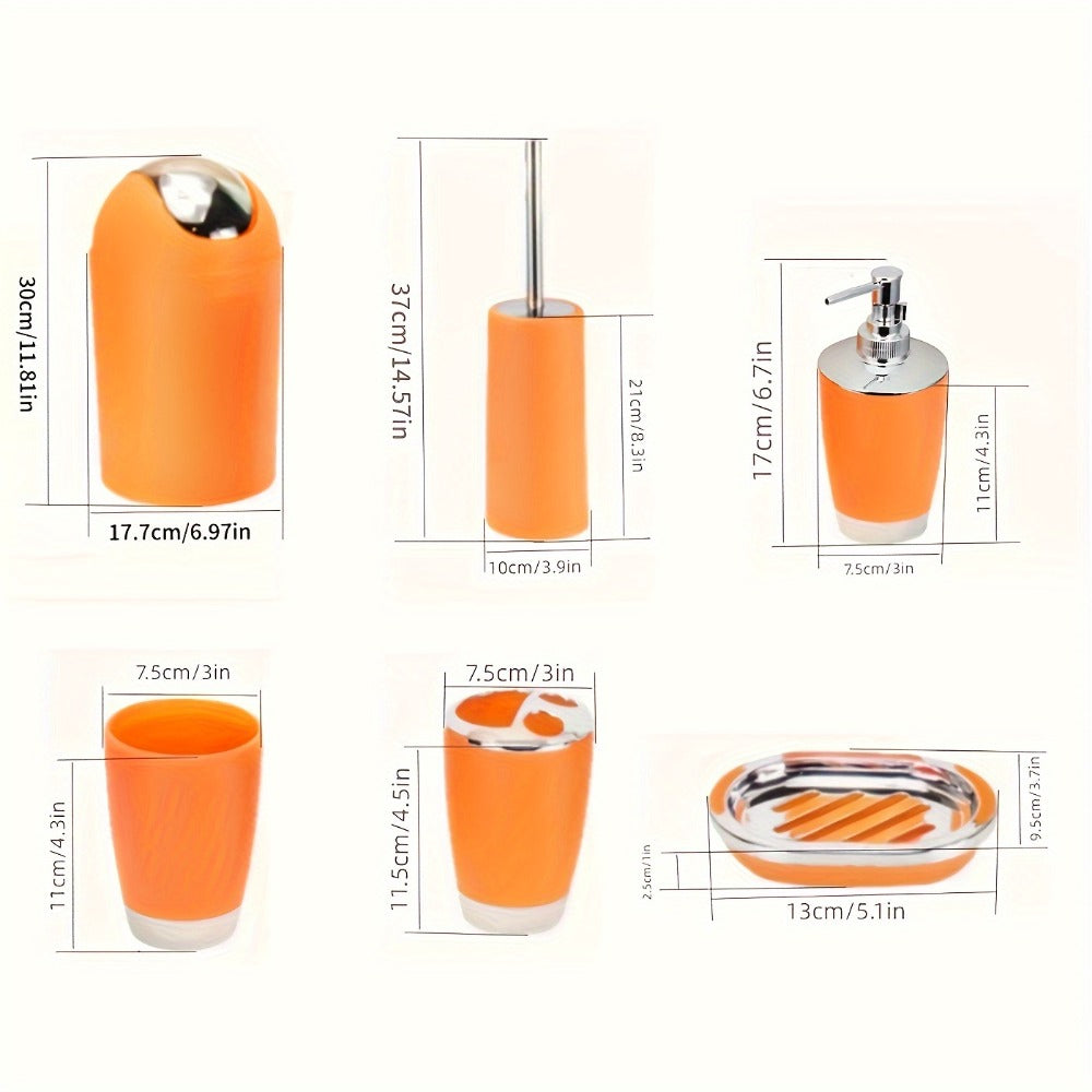 Bathroom Accessory Set 7 Piece - Luxury Modern Complete Bath Set with Trash Can Toilet Brush Lotion Dispenser Soap Dish Mouthwash Cup Toothbrush Holder | Space Saving Easy Clean Housewarming Gift 7 Colors