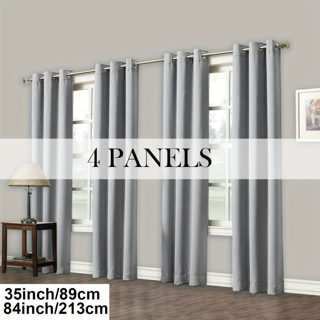 Blackout Curtains Grommet Top Room Darkening Window Drapes 4 Panels Set Living Room Bedroom