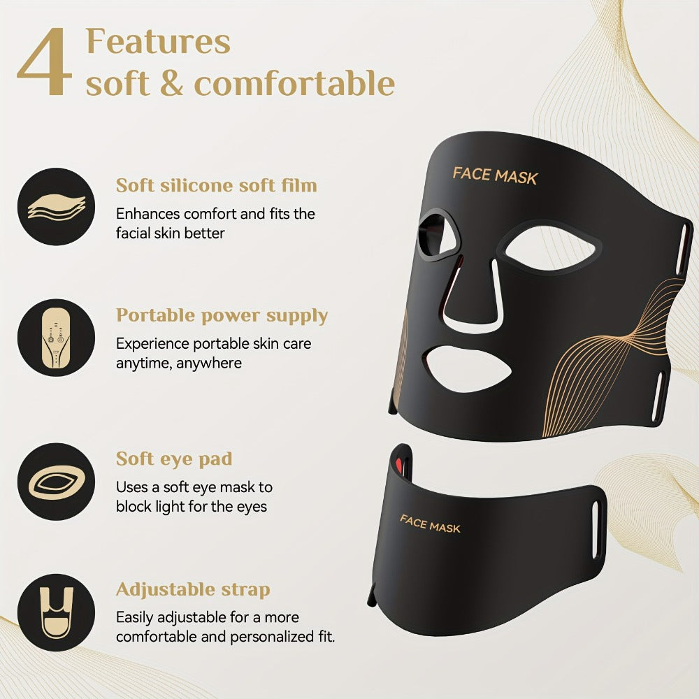 LED Light Therapy Face Mask 7 Color Red Light FDA Cleared Face and Neck Mask for Acne Whitening Anti-Aging Collagen Renewal Hydration Skin Care Home Use Rechargeable Portable
