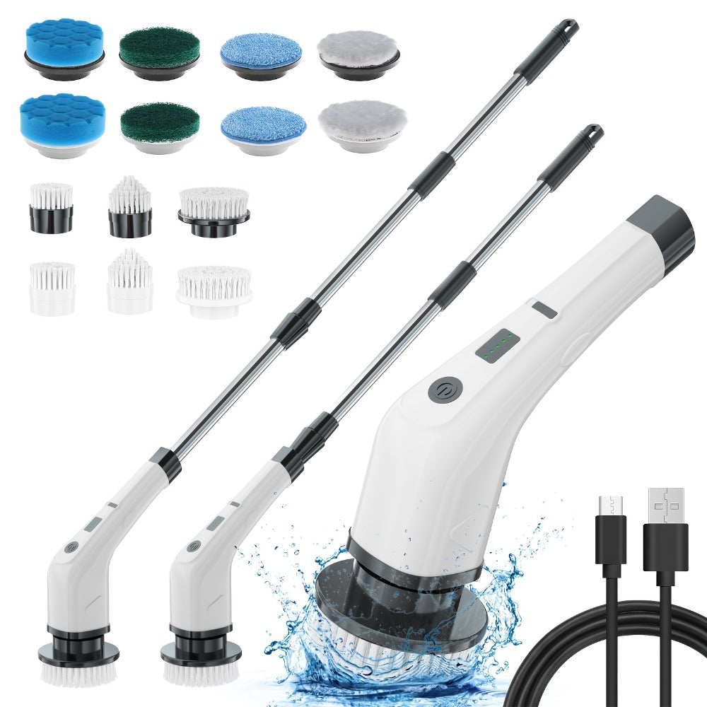 Telescopic Electric Cleaning Brush with Long Handle, 7-in-1 & 14-in-1 Multifunctional Power Scrubber Kit, Replaceable Brush Heads, Household Floor Kitchen Bathroom Tile Grout Scrubbing Tool