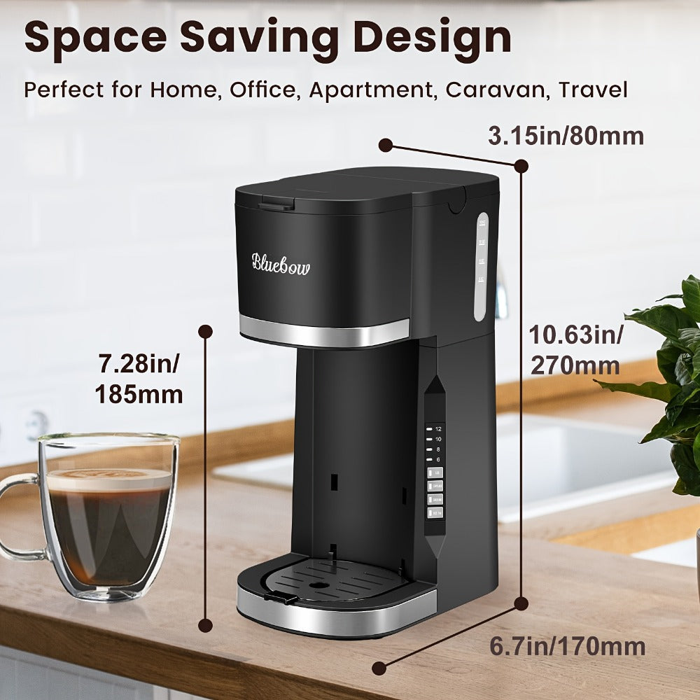 Single Serve Coffee Maker 3-in-1 ¨C Hot & Iced Coffee Machine Compatible with K-Cup Pods, Ground Coffee & Tea, 6-12 oz Brew Sizes, Iced Tea Maker, Compact Countertop Brewer ¨C Black (CM6080/CM6070)