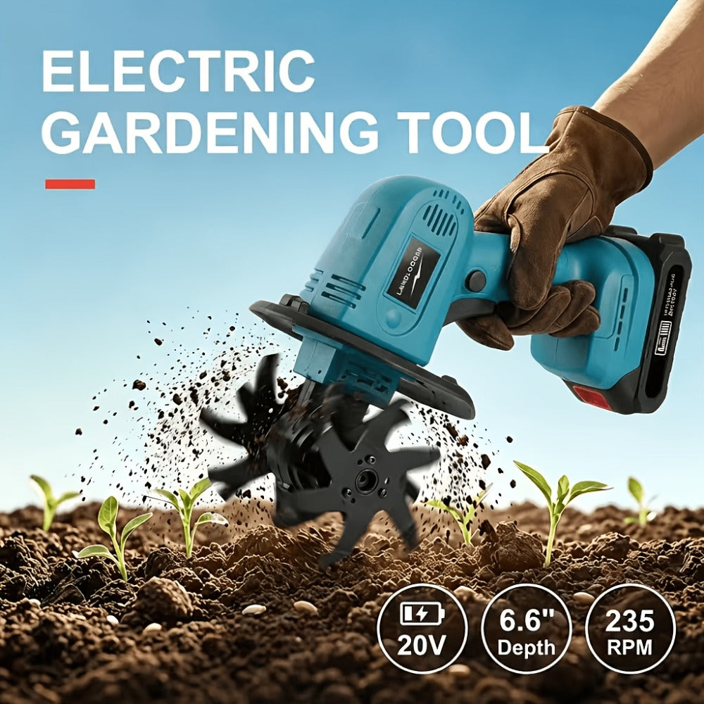 Cordless Electric Cultivator 20V Lightweight Handheld Rotary Tiller ¨C 9-Inch Width 6.6-Inch Depth, 1 or 2 Batteries & Charger, Garden Soil Tiller for Courtyard Farmland Vegetable Garden Raised Bed