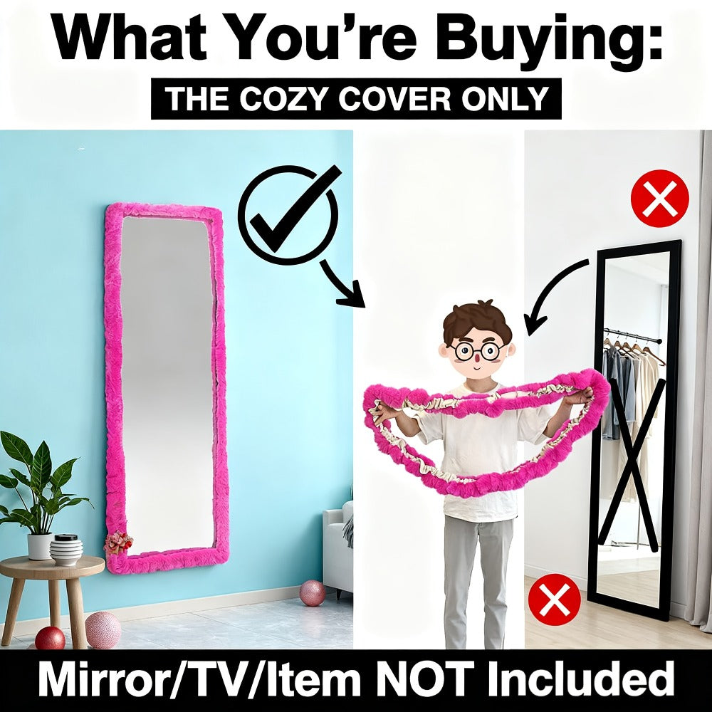 Full Length Floor Mirror Cover Fluffy Stretchable 64¡±x21¡± - Soft Non-Slip Irregular Shape Bedroom Dressing Room Mirror Sleeve 6 Colors