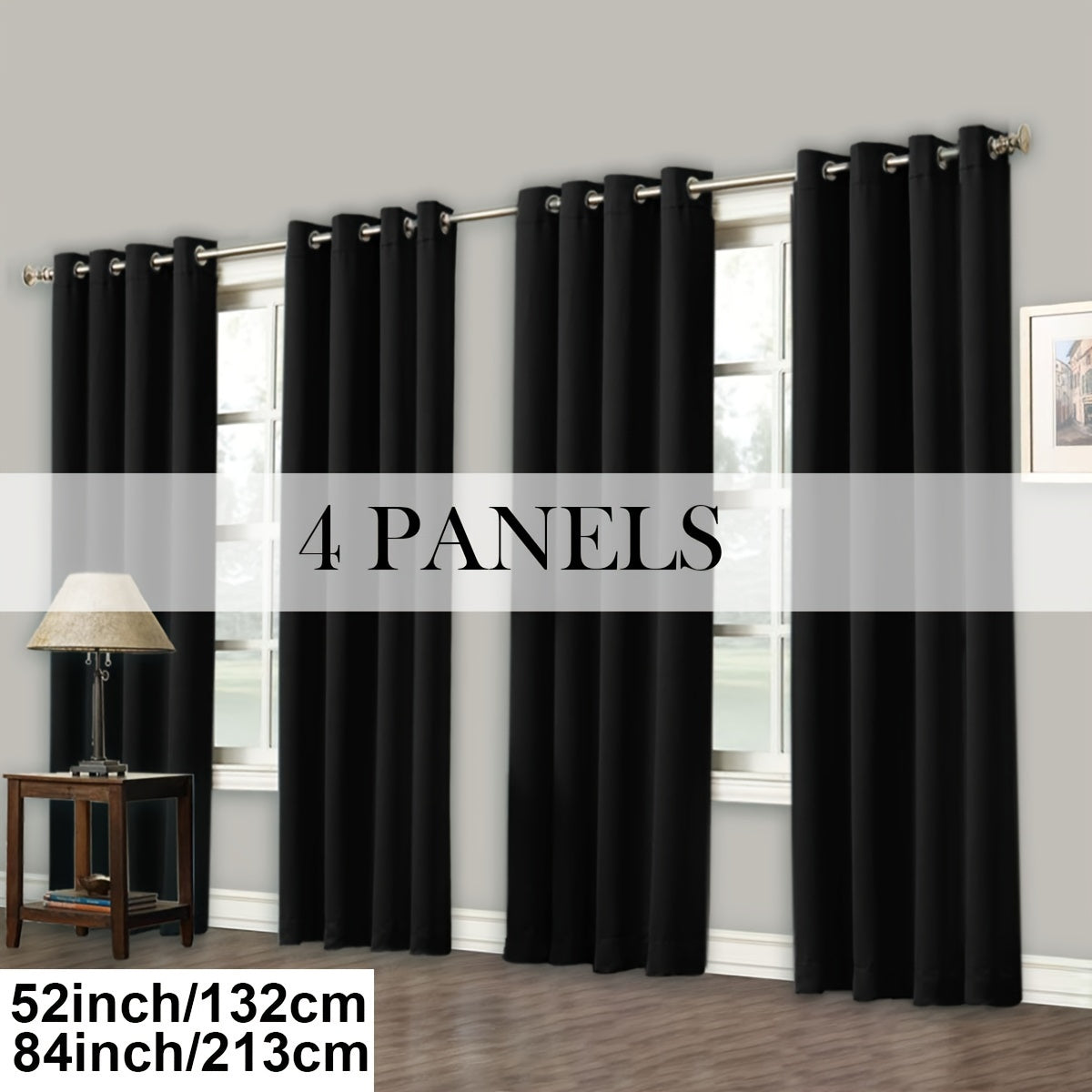 Blackout Curtains Grommet Top Room Darkening Window Drapes 4 Panels Set Living Room Bedroom