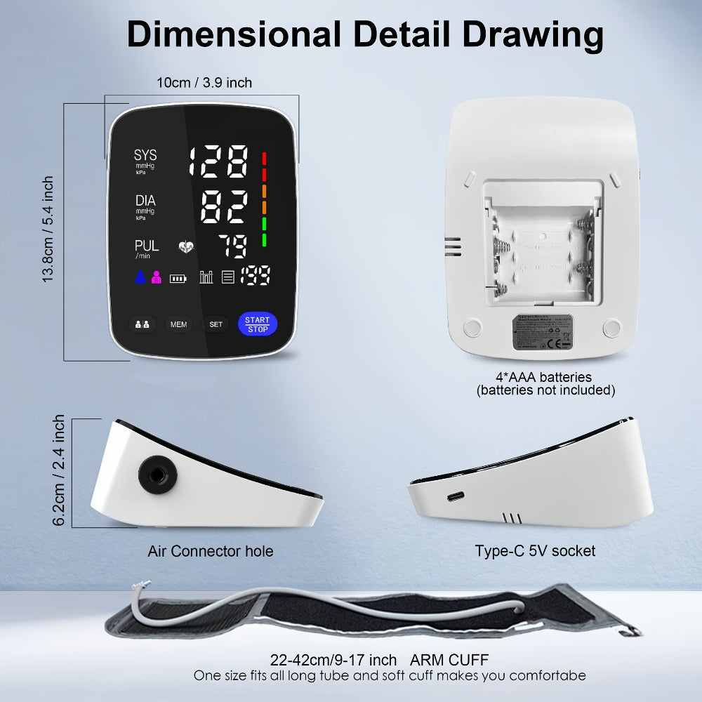 Blood Pressure Monitor Upper Arm - Automatic Digital BP Machine, Large Display, 2-4 User Memory 199 Readings, 8.7-17¡± Cuff, Home Blood Pressure Meter with Irregular Heartbeat Detection, 3 Models