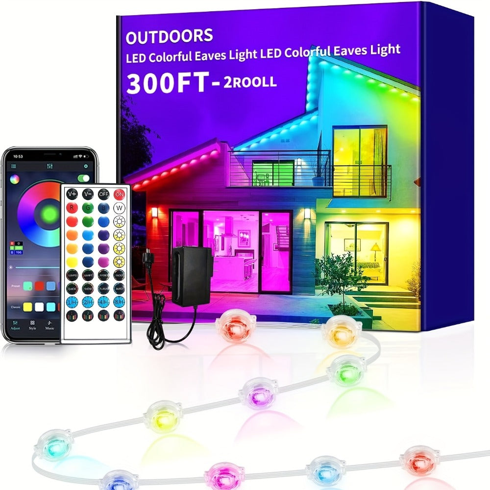 Permanent Outdoor Lights RGB Eave Light IP67 Waterproof | DIY Scene Mode Music Sync Color Changing | Outdoor Decoration Garden Party Holiday Lighting 50FT 100FT 200FT 300FT 400FT
