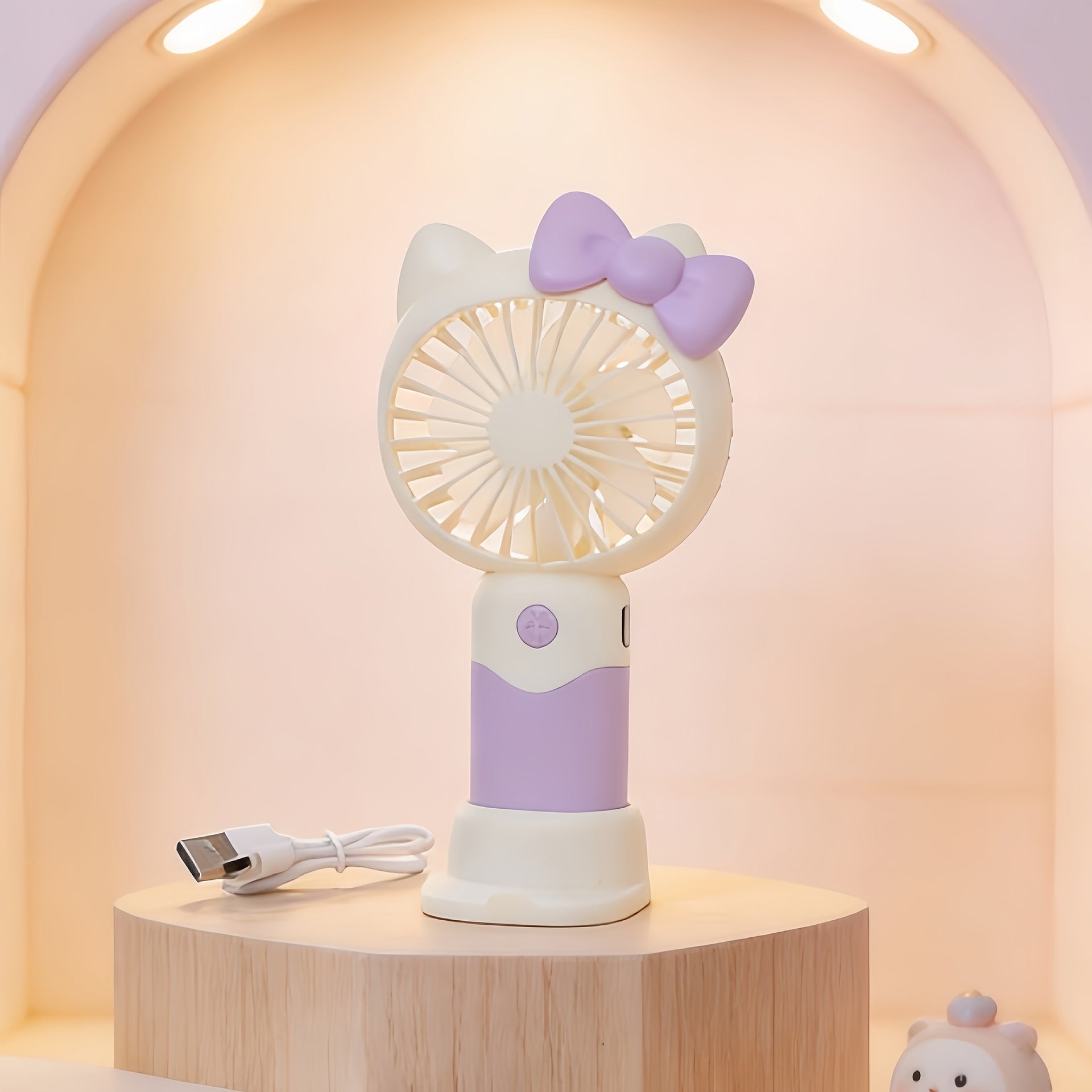 Hello Kitty Mini Fan USB Rechargeable Handheld Portable | Cute Sanrio Detachable Desktop Electric Fan for Girls Kids | 2-in-1 Handheld & Desk Fan for Travel Office School Home | Blue Pink Purple