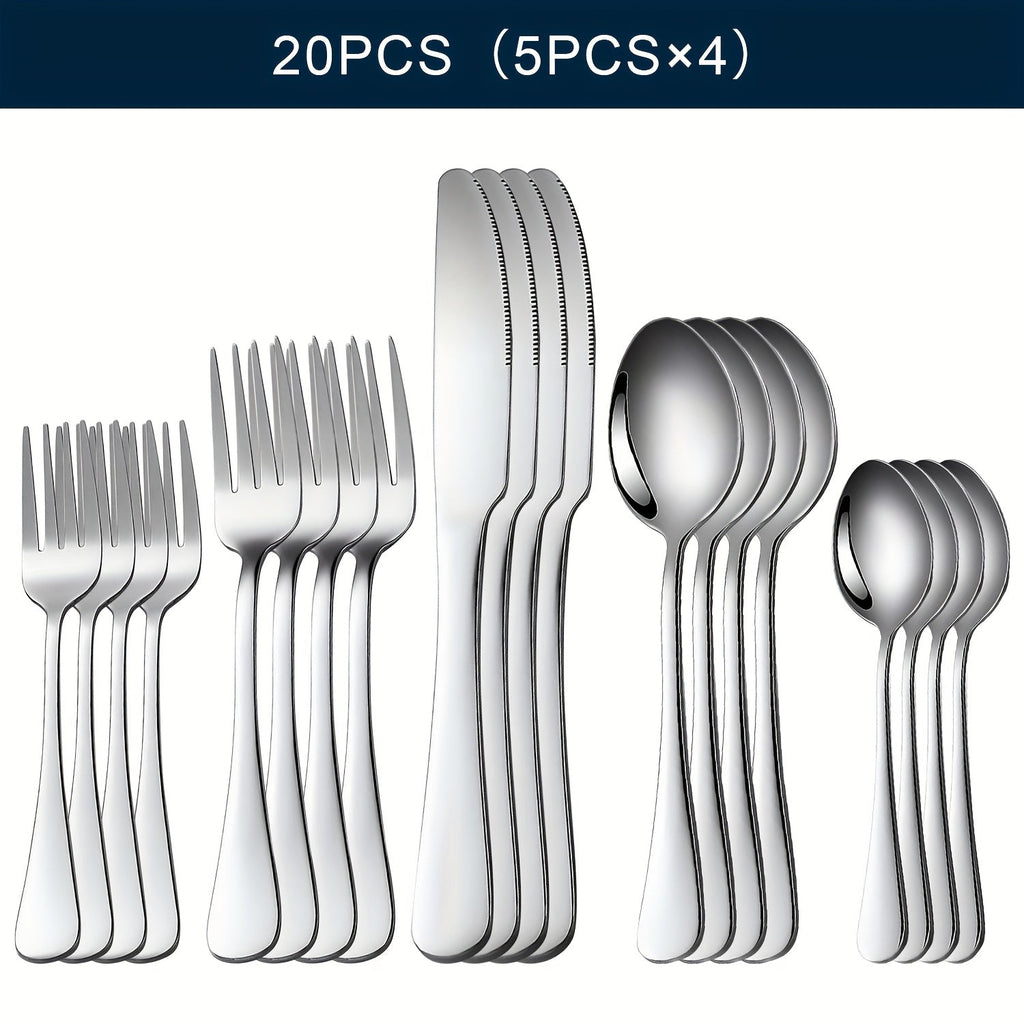 Stainless Steel Silverware Set Flatware Set with Forks Spoons & Knives ¨C Modern Cutlery Set for Kitchen, Dining & Parties, Service for 4/6/12, 20/24/30/65 Piece