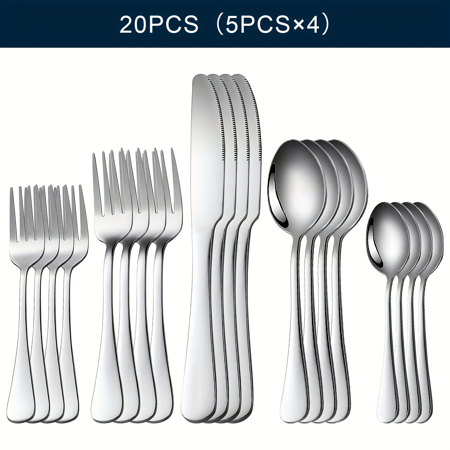 Stainless Steel Silverware Set Flatware Set with Forks Spoons & Knives ¨C Modern Cutlery Set for Kitchen, Dining & Parties, Service for 4/6/12, 20/24/30/65 Piece