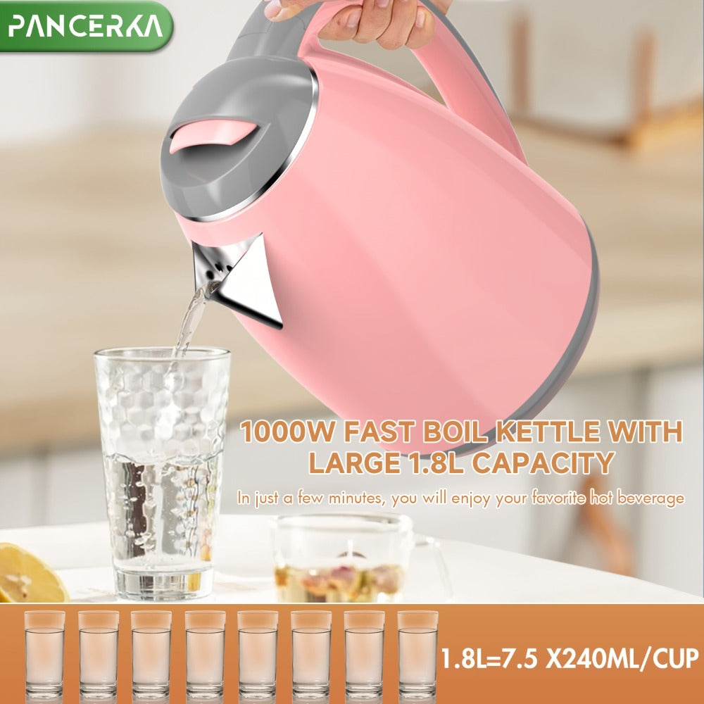 Hot Water Boiler Electric Kettle 1.8L Stainless Steel Fast Boiling Auto Shut-Off Countertop Instant Kettle for Coffee Tea Maker Pink White