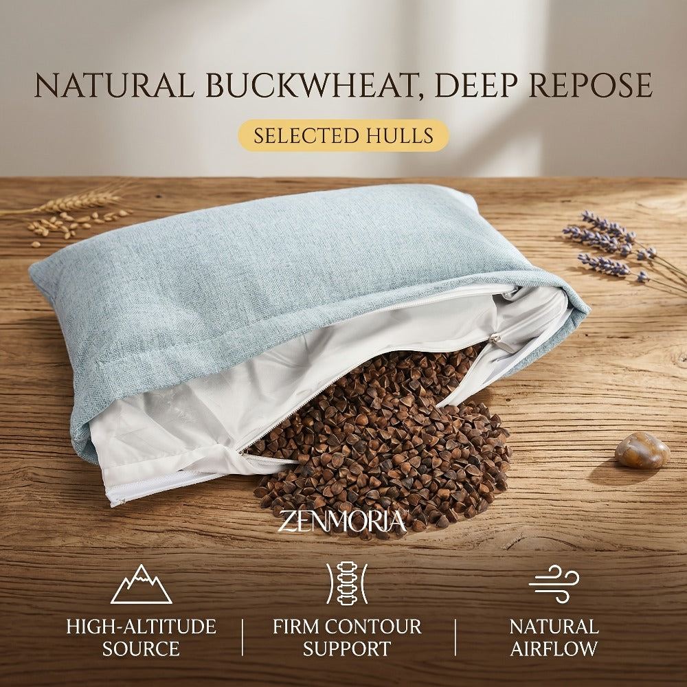 Detachable 2-in-1 Buckwheat Pillow ¨C Ergonomic Support & Adjustable Comfort for Better Sleep
